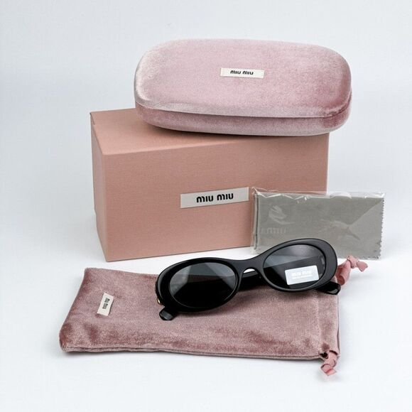 NEW Miu Miu MU06ZS 1AB5S0 Black Dark Grey Oval Unisex Sunglasses MU 06ZS main image 10